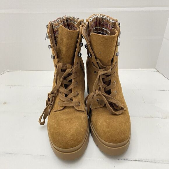 Steve Madden Jaydin-F Brown Suede Platform Boots Women's size 9.5M side zipper - Picture 4 of 13